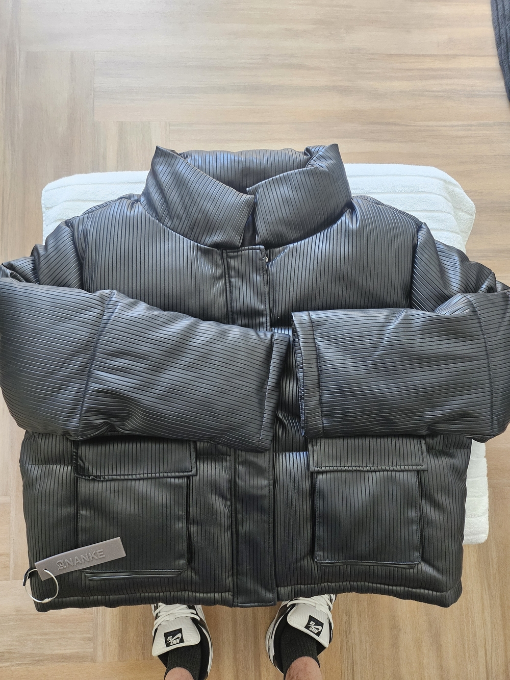 Ananke Black Ribbed Shine Puffer Jacket